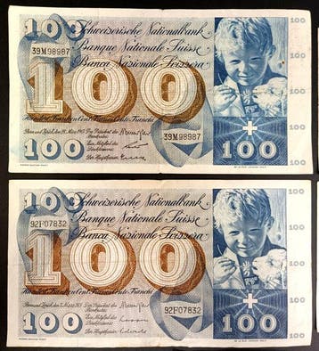 Zwitserland. - 5 banknotes - Various Dates (Zonder