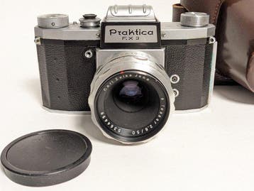 Praktica, Carl Zeiss Jena FX3 + 2,8/50mm Tessar + leather, Nieuw