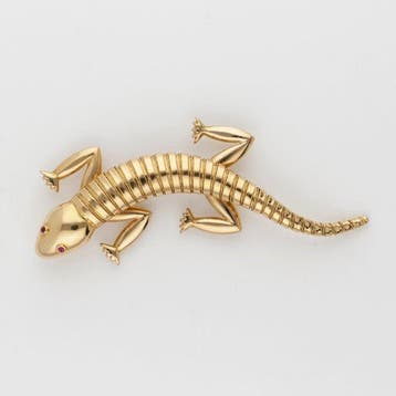 Broche - 18 carats Or jaune - Robijn