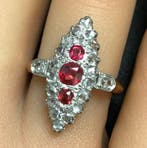 Zonder minimumprijs - Ring - 18 karaat Roségoud, Platina -