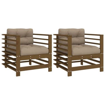 vidaXL Tuinstoelen 2 st met kussens massief grenenhout, Verzenden, Nieuw