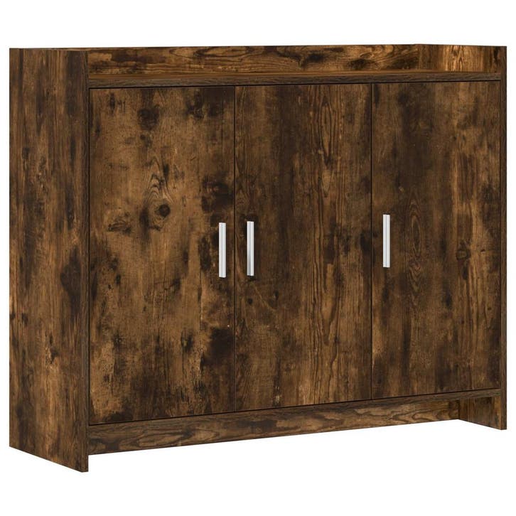vidaXL Dressoir Gerookt eiken 98,5 x 33 x 80 cm Bewerkt hout, Huis en Inrichting, Kasten | Dressoirs, Nieuw, Verzenden