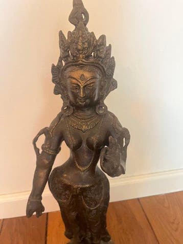 Bronzen staande godin (Tara/Parvati) – Brons – India - Brons, Antiek en Kunst, Kunst | Niet-Westerse kunst