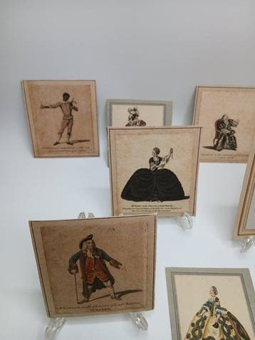 Acteurs in theaterkostuum - 18de eeuwse miniatuur