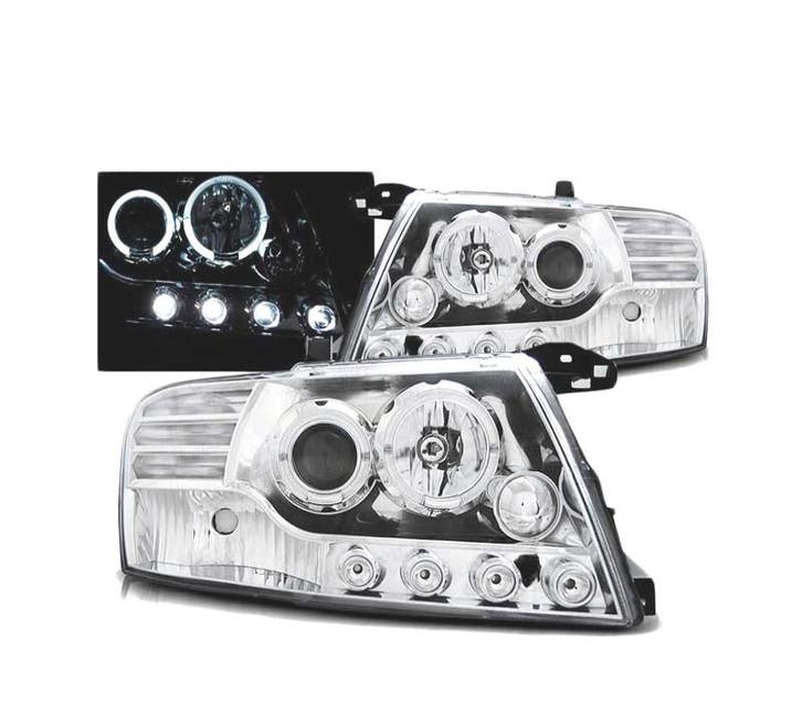 PHARES POUR MITSUBISHI PAJERO V60 00-06 ANGEL EYES LED CHROM, Autos : Pièces & Accessoires, Éclairage, Envoi