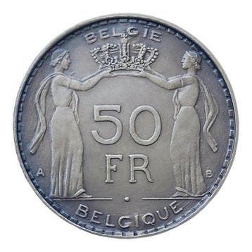Belgique. Médaille, 50 Francs 1937 Projet pour la pièce de, Postzegels en Munten
