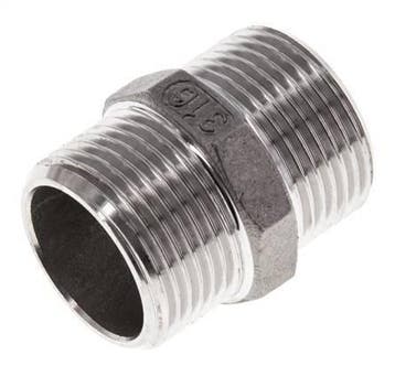 Dubbele Nippel G3/4 RVS Vlakke Afdichting 16bar 29mm Hex, Verzenden, Nieuw