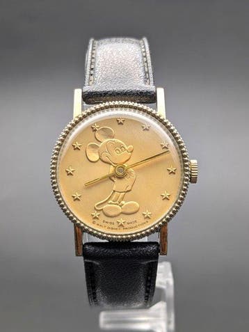 Bradley Mickey Mouse Gold-Tone Coin-Style Swiss Mechanical