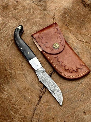 Keukenmes - Utility knife - Staal, Hoorn, Leder - Azië
