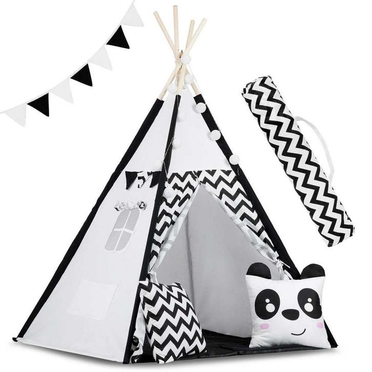 Tipi Tent Kinderen | Katoen Wit Zwart | Nieuw | Scherpe P..., Enfants & Bébés, Chambre d'enfant | Tables & Chaises, Enlèvement ou Envoi