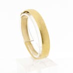 Gouden slavenarmband met patroon; Maat M/L, Ophalen of Verzenden, Gebruikt, Overige kleuren, Goud
