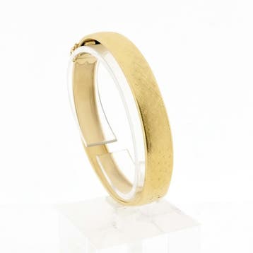 Gouden slavenarmband met patroon; Maat M/L, Ophalen of Verzenden, Gebruikt, Goud, Goud