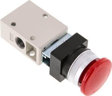 vanne à bouton-poussoir 3/2 G1/4 rouge 0-8bar/0-112psi YPC, Verzenden