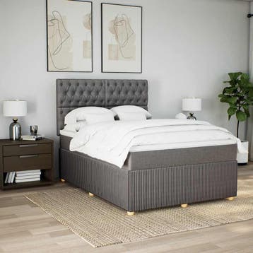 vidaXL Boxspring met matras stof taupe 160x200 cm, Verzenden