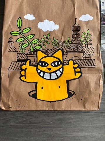 Mr Chat (1977) - Green Paris Bag + Original Drawing