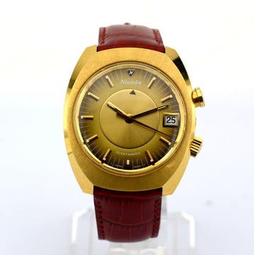 Nivada - Alertamatic Alarm Automatic Swiss Mens Watch Gold, Nieuw