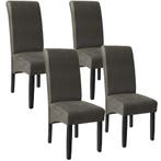 tectake Eetkamerstoel, ergonomisch, massief hardhout - grijs, Huis en Inrichting, Verzenden, Nieuw