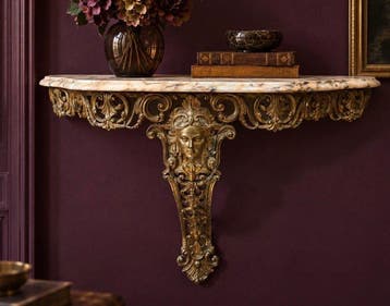 Console - Bronze, Plaqué or, Marbre - Console rococo
