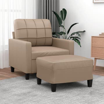 vidaXL Fauteuil met voetenbank / zetel 60 cm kunstleer, Verzenden, Nieuw