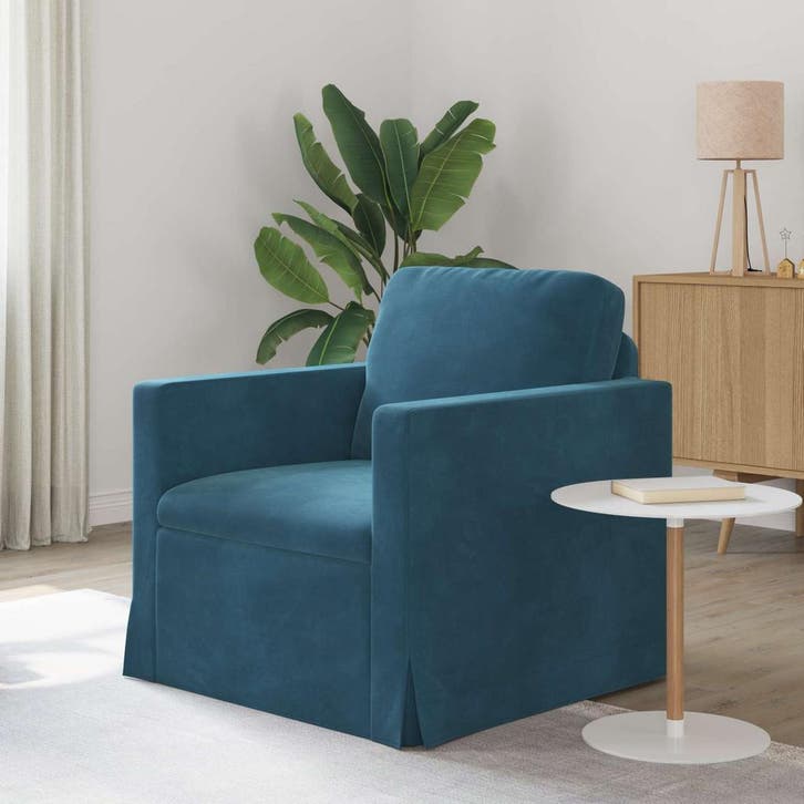 vidaXL bank / zetel Blauw 78 x 78 x 80 cm Fluweel, Maison & Meubles, Canapés | Salons, Envoi