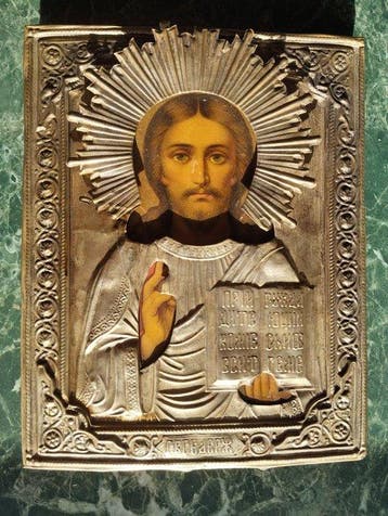 Icoon - Christus Pantokrator - hout,metaal