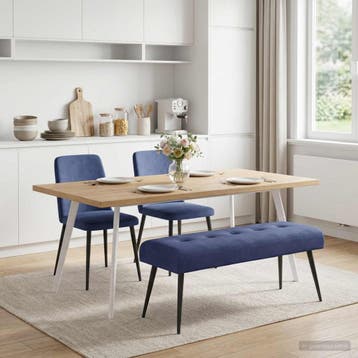 vidaXL Bank met knopen tufting Politieblauw 110 x 40 x 46 cm, Verzenden