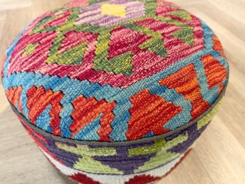 Poef - Poef Kelim (unused) - handmade - Wol en hout, Antiek en Kunst