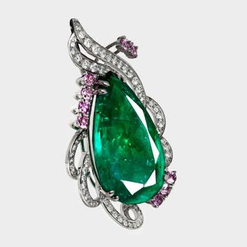 Sans prix de réserve - Pendentif - 18 carats Or blanc, IGI