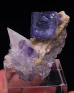 (ESTHETISCHE COMBO) paarse fluoriet en calciet op matrix -, Verzamelen