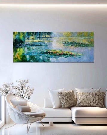 Stefano - Lilies at Still Water, Antiek en Kunst, Kunst | Schilderijen | Modern