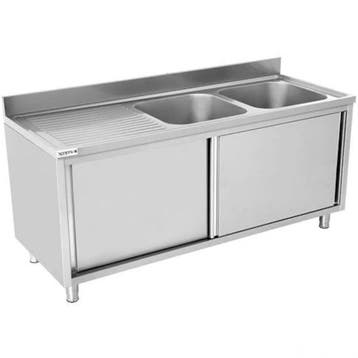 Spoeltafel | RVS | 2 Spoelbakken Rechts + Achteropstand  +, Verzenden