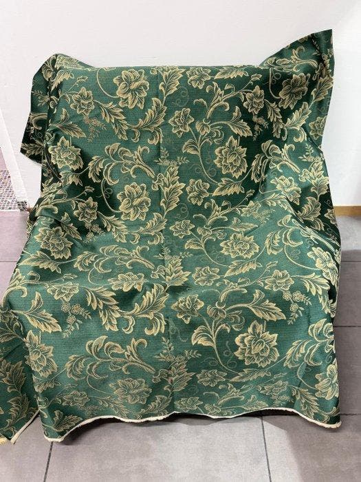 Keizerlijke bloei op Vittoriano-groen - Meubelstof - 5 m -, Antiek en Kunst, Curiosa en Brocante