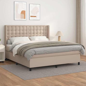 vidaXL Boxspring met matras kunstleer cappuccinokleurig, Verzenden
