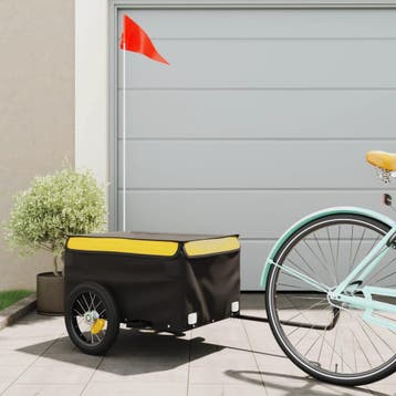 vidaXL Fietstrailer 30 kg ijzer zwart en geel, Verzenden, Nieuw