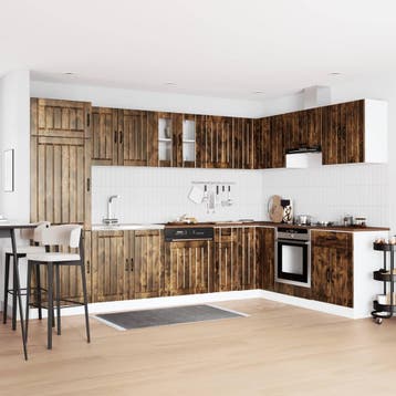 vidaXL Waskompkast Lucca 2 st Rook Eiken Bewerkt hout, Verzenden, Nieuw
