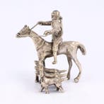 NO RESERVE - J. Niekerk - Ruiter met honden - Beeldje - .835