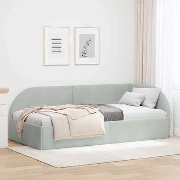 vidaXL Hoek Bed Frame Lichtgrijs 100 cm x 200 cm Fluweel, Verzenden, Nieuw