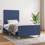 vidaXL Bedframe zonder matras 100x200 cm stof blauw, Verzenden, Nieuw
