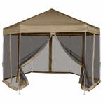 vidaXL Partytent met wanden zeshoekig 3,6x3,1 m taupe 220, Verzenden, Nieuw