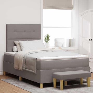 vidaXL Boxspring bed met hoofdeinde Taupe 120 x 200 cm Stof, Verzenden, Nieuw