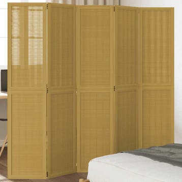 vidaXL Kamerscherm met 5 panelen massief paulowniahout bruin, Verzenden, Nieuw
