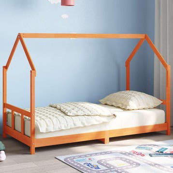 vidaXL Kinderbedframe massief grenenhout wasbruin 90x190 cm, Kinderen en Baby's, Verzenden, Nieuw