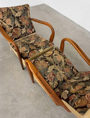 Fauteuil (2) - Hout, Textiel