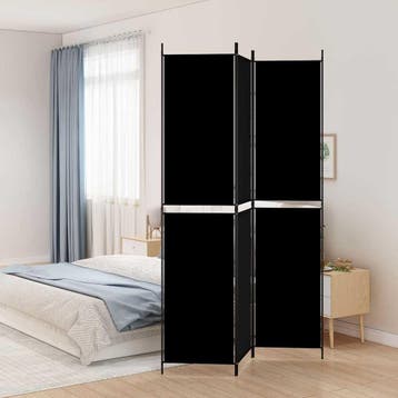 vidaXL Kamerscherm met 3 panelen 150x220 cm stof zwart, Verzenden, Nieuw