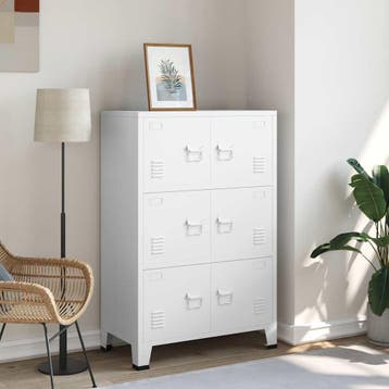 vidaXL Opbergkast industrieel 75x40x115 cm metaal wit, Huis en Inrichting, Kasten | Overige, Verzenden, Nieuw