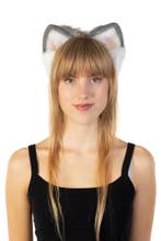 Haarband Furry Oortjes Grijs Wit Roze Kat Poes Vos Diadeem D, Ophalen of Verzenden