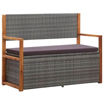 vidaXL Opbergbankje 115 cm poly rattan en massief acaciahout, Verzenden, Nieuw