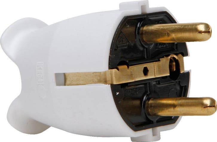 Haakse stekker - Plastic - CEE 7 VII - Arctic White -, Doe-het-zelf en Bouw, Elektriciteit en Kabels, Verzenden
