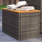 vidaXL Tuinbijzettafels 2 st 55x34x37 cm poly rattan en hout, Verzenden, Nieuw