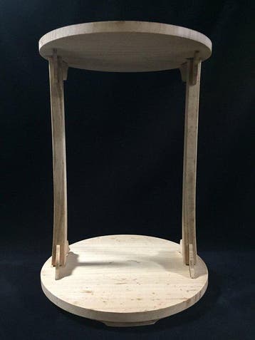 Vintage Japanese Handcrafted Round Wooden Display Stand -